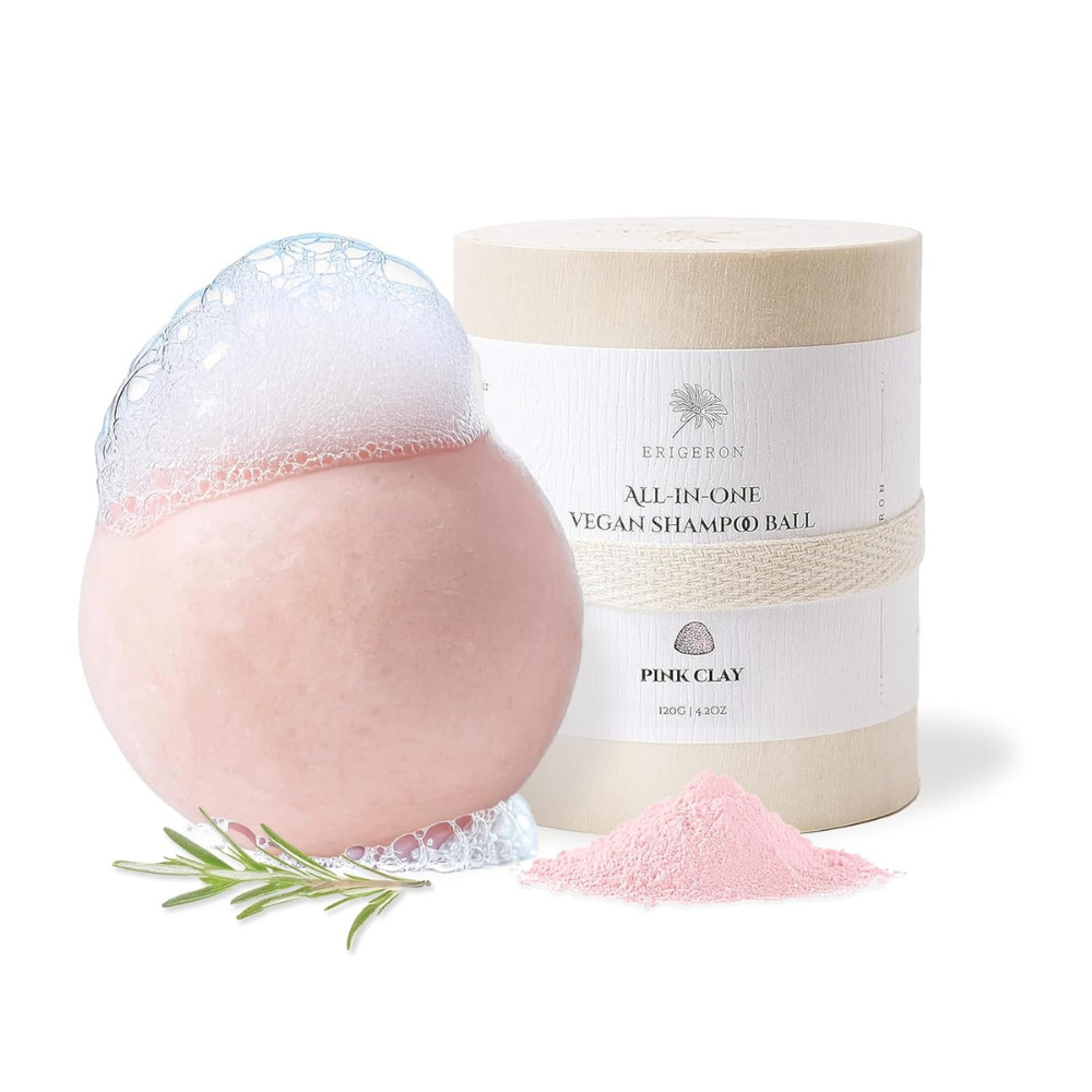 Pink Clay Shampoo Ball + Niacinamide 87% Rice Serum Set