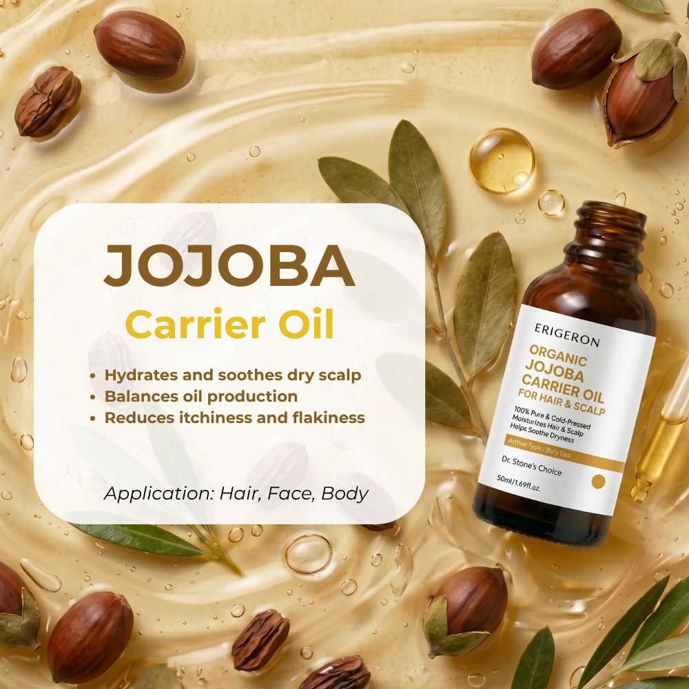 Organic Jojoba Oil for Balance Hair & Scalp – Hydrating Scalp Treatment, Daily Essential Oil