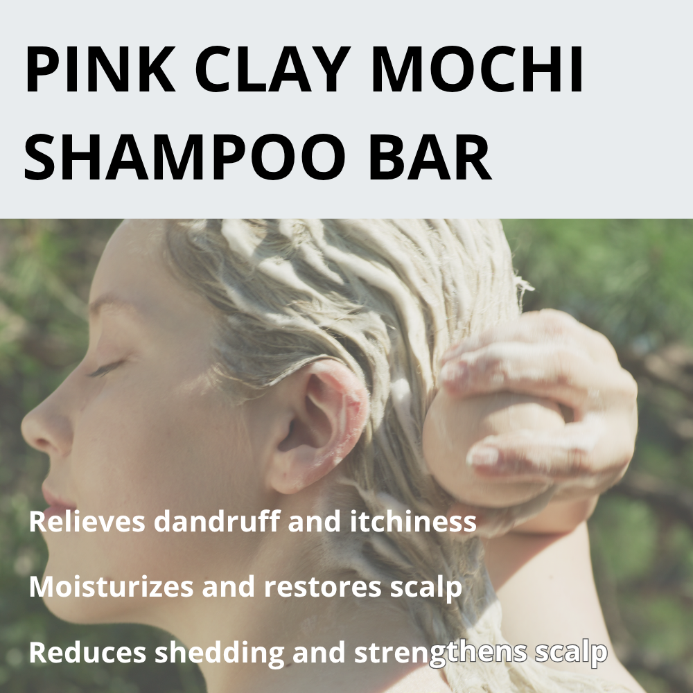 Pink Clay Shampoo Bar with Wooden Soap Tray