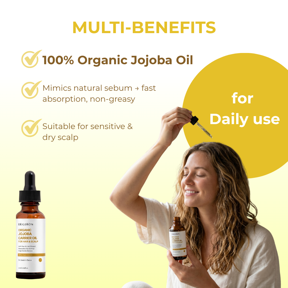 Organic Jojoba Oil for Balance Hair & Scalp – Hydrating Scalp Treatment, Daily Essential Oil