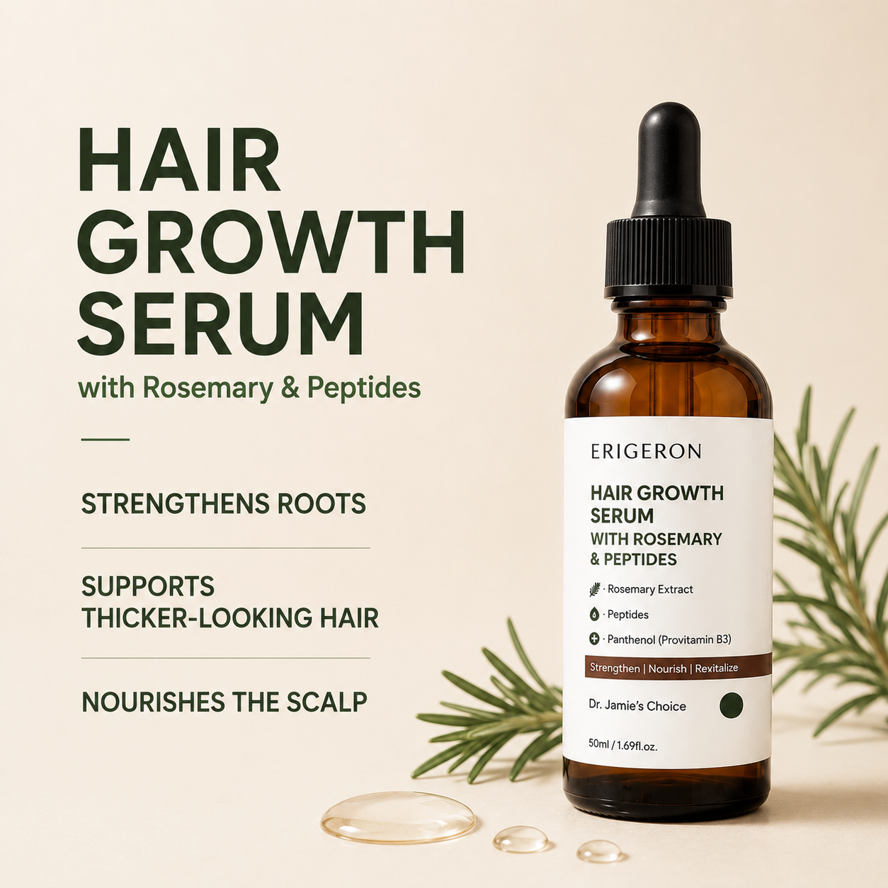 Peptide Root Serum with Rosemary & Peptides – Scalp Serum, Anti Hair Loss, Hair Thickening Treatment