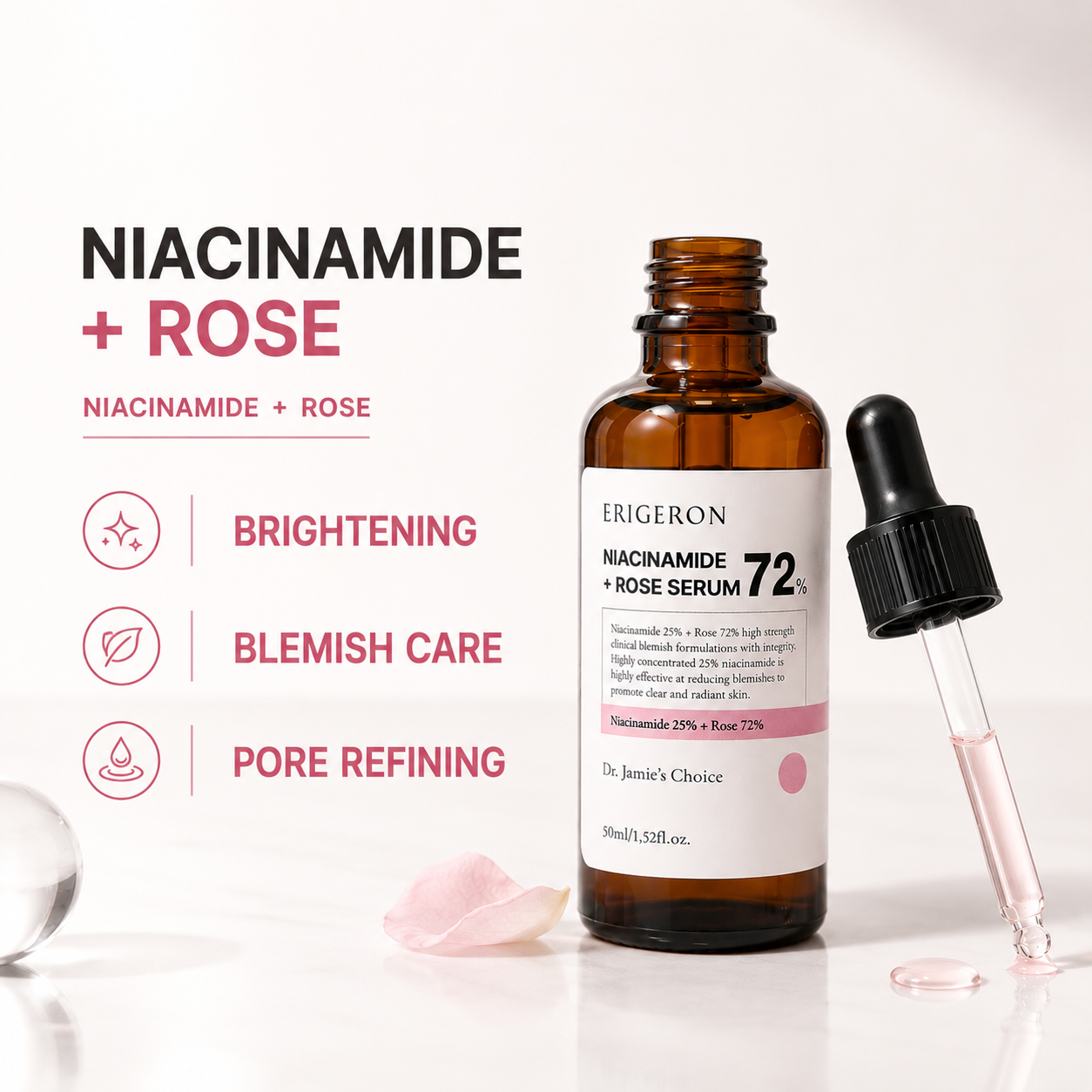 Niacinamide 25% + Rose 72% Serum - High Strength Clinical Blemish Care